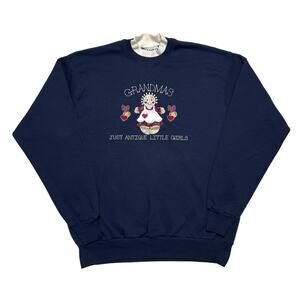 Vintage 80s Grandma Antique Little Girls Sweatshirt Embroidered Cheek-O Womens L